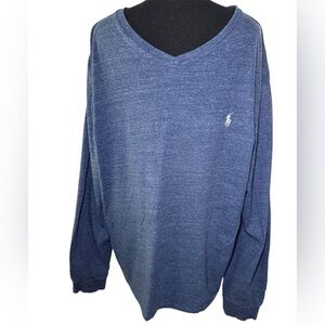 Polo Ralph Lauren Long Sleeve Blue  XL T-Shirt 100% Cotton V-Neck
